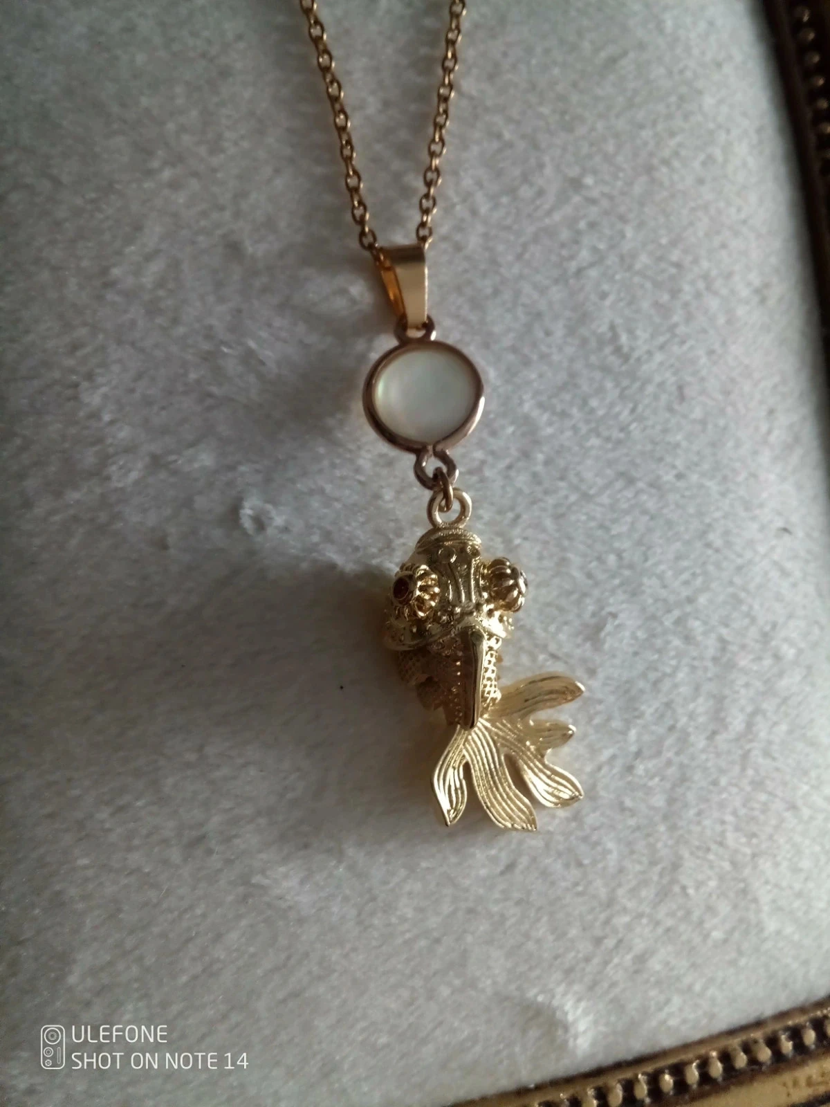 Gouden viscollier en natuurlijke moederparel connector – photo 3